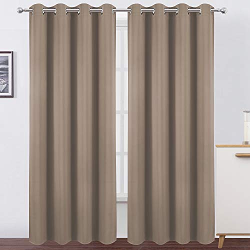 Image of LEMOMO Blackout Curtains 66 x 84 inch /Cappuccino Curtains Set of 2 Panels /Thermal Insulated Room Darkening Bedroom Curtains