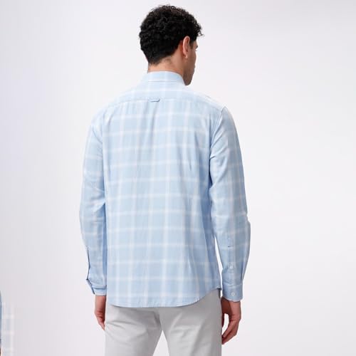 Image of BASICS 100% Cotton Checked Shirt for Men | Slim Fit | Everyday Smart Casual Wear | Full Sleeve