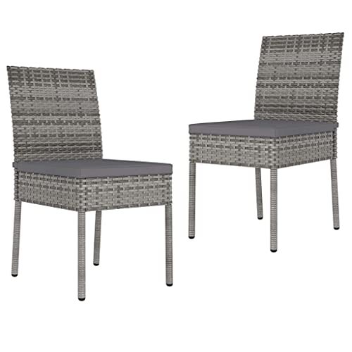 vidaXL 2X Chaises de Salle à Manger de Jardin Chaises à Dîner de Patio Sièges d'Extérieur Chaises de Repas Terrasse Résine Tressée Gris