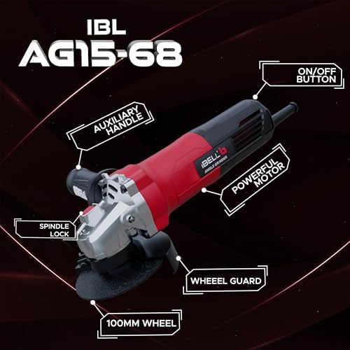 Image of IBELL Angle Grinder AG15-68 (USED) | 680W Heavy Duty | Copper Armature | 115mm /4.5 inch Disc Dia | 11000 RPM | With Grinding Wheel & Guard | Compact & Lightweight | 6 Months Warranty