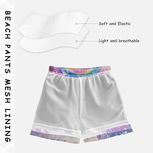 White Horse Rainbow Unicorn Bubbles Boys Swim Trunks Kids Toddler Beach Board Shorts Teen Quick Dry Bathing Suit Swimsuit4