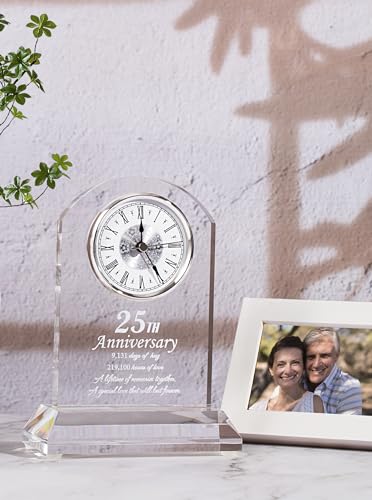 DEEWISH 25th Wedding Anniversary Clock, Best Gifts Ideas for Couple Parents Wife Husband 25 Years of Marriage for Him Her - Image 3