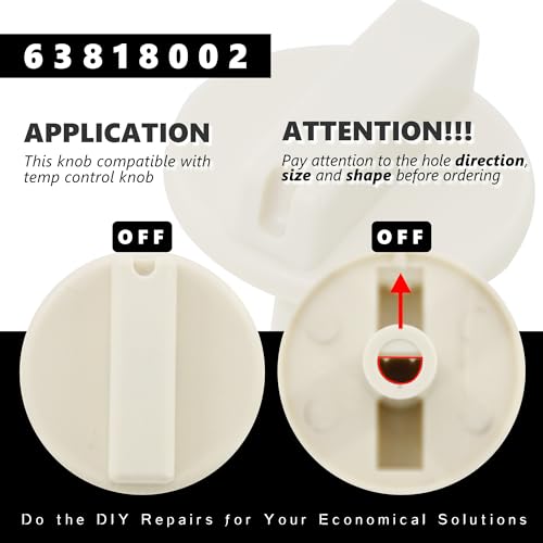 Image of 2PCS 63818002 Temp Control Knob for Wall Heater Replacement | Fits for TPI63818002 Household Appliance Baseboard, Heater Knob, Off White