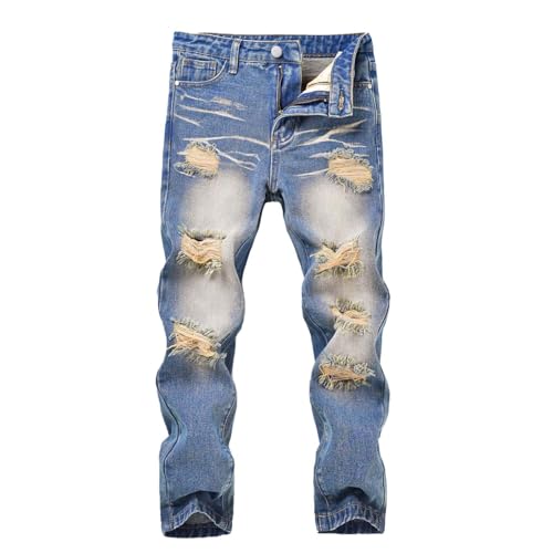 Boys' Girls Ripped Jeans Slim Straight Leg Vintage Denim Pants Kids Y2k Cute Full Length Sports Comfy Hip Hop Jeans