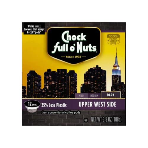 Chock Full O’nuts Upper West Side Dark Roast, K-Cup Compatible Pods – Arabica Coffee In Eco-Friendly Keurig-Compatible Single Serve Cups, 12 Count (Pack Of 1) #TOP3
