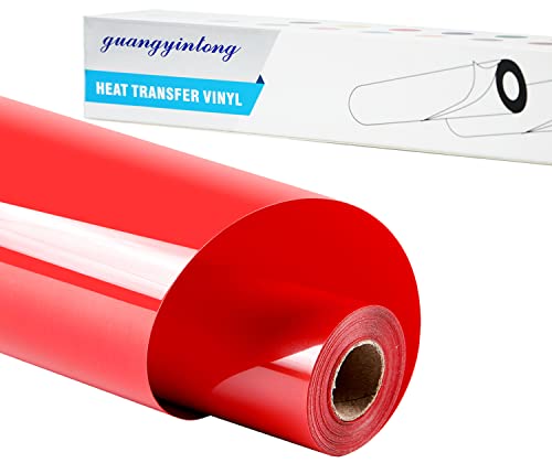 Image of guangyintong Red Heat Transfer Vinyl, 12 inch x 8ft Red Iron on Vinyl for T-Shirts, HTV Vinyl for All Cutter Machines Easy to Cut & Weed for Heat Vinyl Design