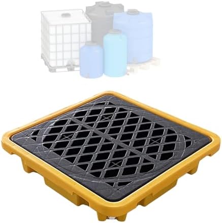 Modular Spill Containment Pallet, Stackable Large Capacity Tray with Drain Outlet for Industrial Leak Control,25.8x14.2x4.7in