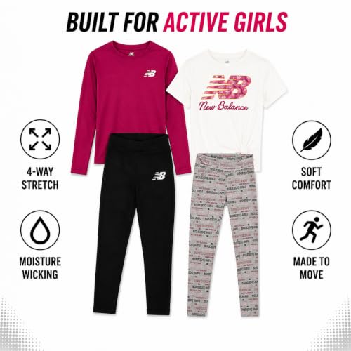 Image of New Balance Girls 4 Piece Short Sleeve, Long Sleeve Shirts & Leggings Set