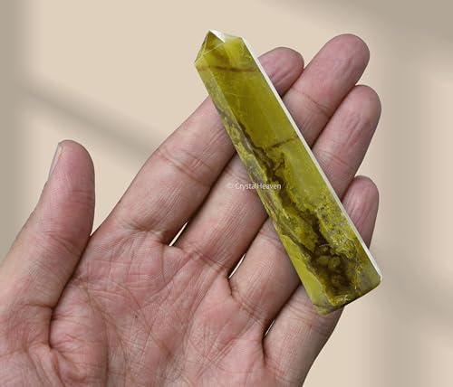 Image of Crystal Heaven Green Opal Crystal Tower Obelisk Point For Chakra, Healing And Balancing - Aaa Grade Original Certified Gemstone Agate For Reiki Meditation Yoga Spiritual (3-4 Inches)