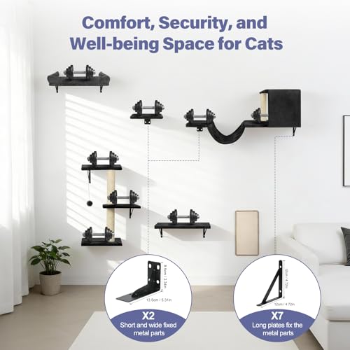 Set de muebles para gatos 6 en 1 negro para pared miniatura 7
