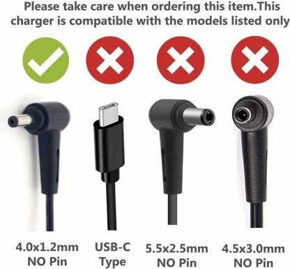 Image of Asus Adp-45Ze B 45W Laptop Adapter /Charger With Power Cord For Asus Laptop (19 V, 2.37 A, 4 Mm X 1.2Mm Diameter, Black