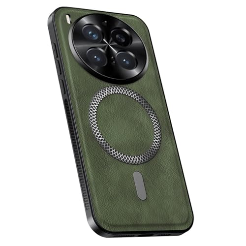 Image of for vivo X300 Pro 5G Magnetic Case PU TPU PC Phone Back Cover with Metal Lens Frame - Green