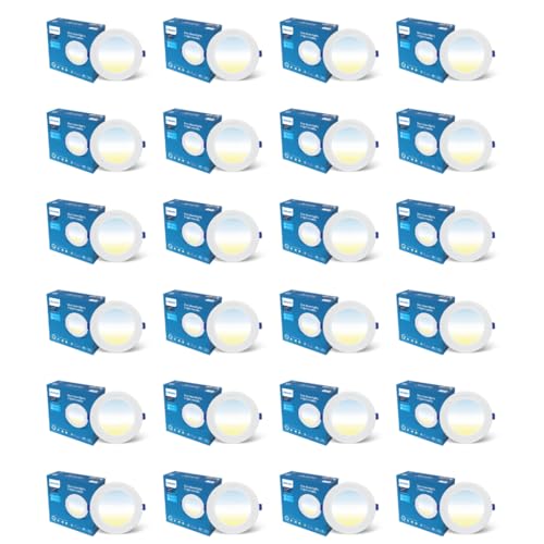 Image of PHILIPS 6W AstraGlow 3in1 LED Downlight | Ultra Bright Slim Panel Light | Junction Box Compatible | Energy Efficient LED Ceiling Light for Home & Office | Pack of 24