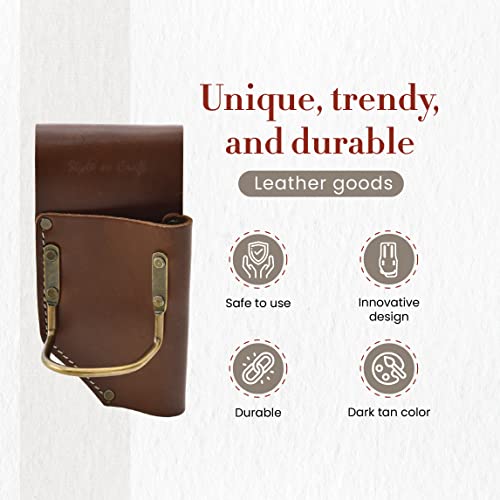 Style N Craft Pliers And Hammer Holder, Full-Grain Leather Tool Pouch, Dark Tan (98450) #TOP3
