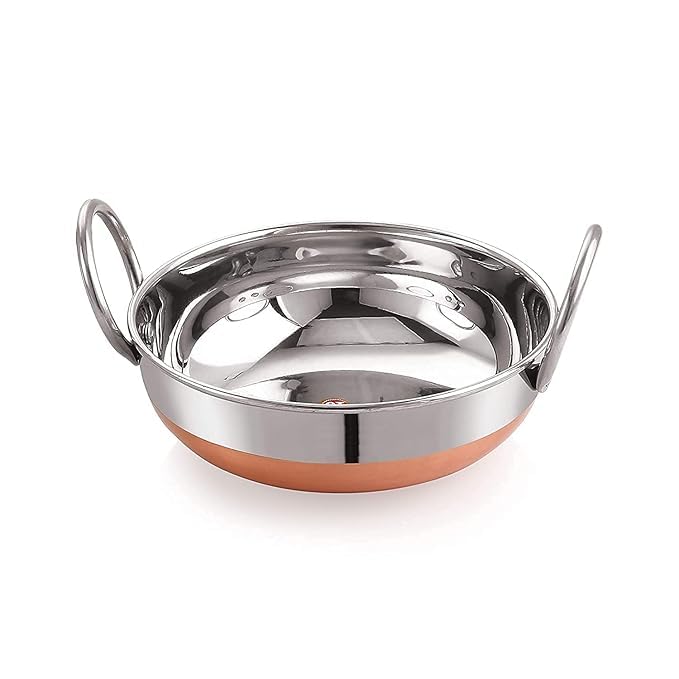Premium Stainless Steel Copper Bottom Kadhai with Heavy Gauge Body & Dual Handles | Induction Compatible Deep Fry Pan for Cooking, Frying & Serving | Mirror Finish Kitchen Cookware | 3 Litre-image-22