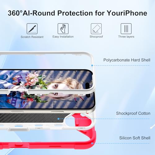 Image of MARKILL Compatible with iPhone Case with Ring Stand, Military Grade Drop Protection Full Body Rugged Heavy Duty Protective Durable Cover iPhone. (Hot Pink, iPhone 16 6.1 inch)