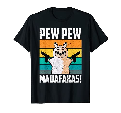 LAMA - Pew Pew Madafakas Crazy LAMA Gun Regali divertenti Maglietta