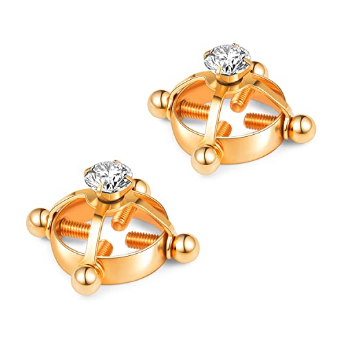 2Pcs Nipple Rings Stainless Steel Nipple Shield Rings Barbell Ring Rhinestone Nipple Rings Body No Piercing Jewelry For Women #TOP5