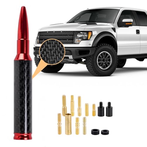 FirFiltr Carbon Fiber 50 Cal Bullet Antenna Fits for GMC Sierra Chevy Silverado 1500 Dodge Ram Jeep