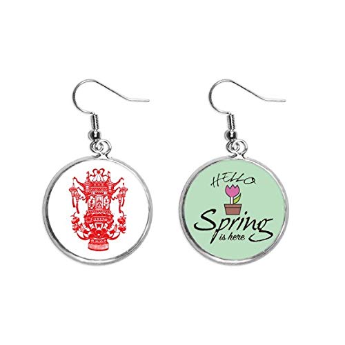 Pendientes de loto colgantes de linterna roja para regalar en primavera