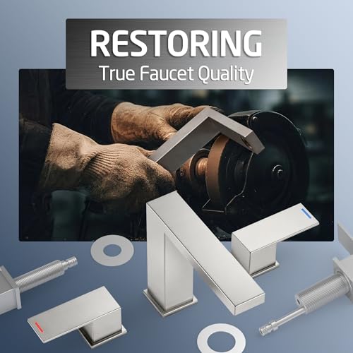 KES Brushed Nickel Bathroom Faucet 3 Hole, Bathroom Sink Drain No Overflow by KES - Used condition - Image 2