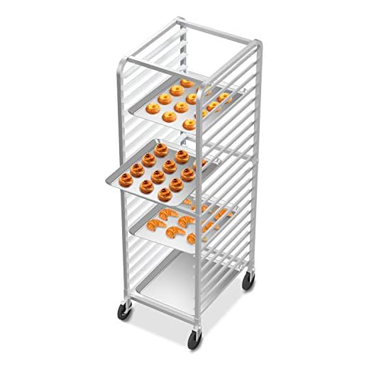 VINGLI 20-Tier Bakery Rack Commercial Stainless Steel Sheet Pan Rack with Brake Wheels for Kitchen, Restaurant, Pizzeria