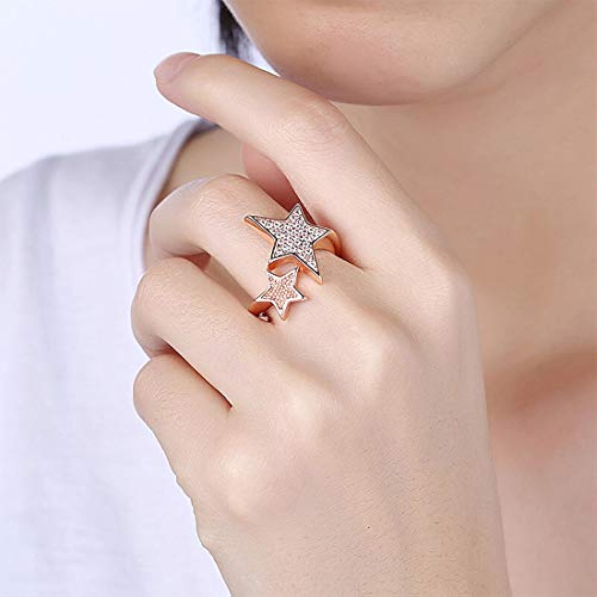 Delicate Star AD Adjustable Ring For Women