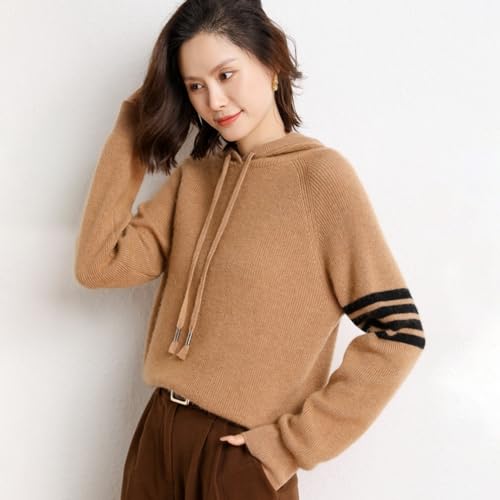 Image of Women's Long Sleeve Hoodie Cashmere and Wool Blend Pullover Tops Sweater