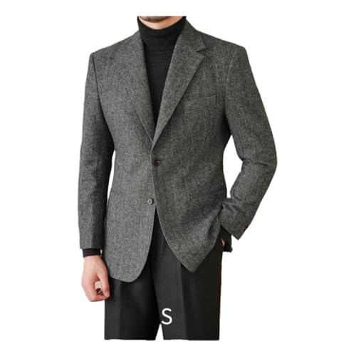 Men's Classic Wool Blazer Tweed 2-Button Single Breasted Sport Coat