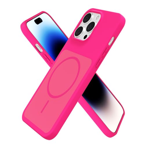Coque iPhone 14 Pro rose fluo tendance pour femmes et filles