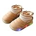 Toddler Velvet Thick Light Up Ankle Boots Fashion Cute Lightweight Non Slip Cotton Warm Shoes Water Proof Shoes Boys (Khaki, 7.5 Toddler)