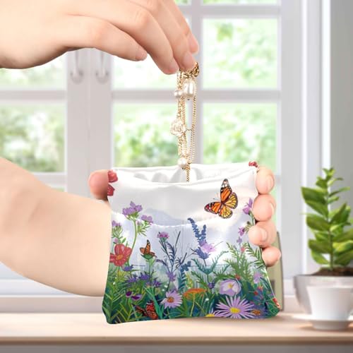 Flowers and Butterflies Coin Purse Leather Pouch Change Purse, Squeeze Coin Pouch for Cards, Keys & Lipsticks, Unisex4