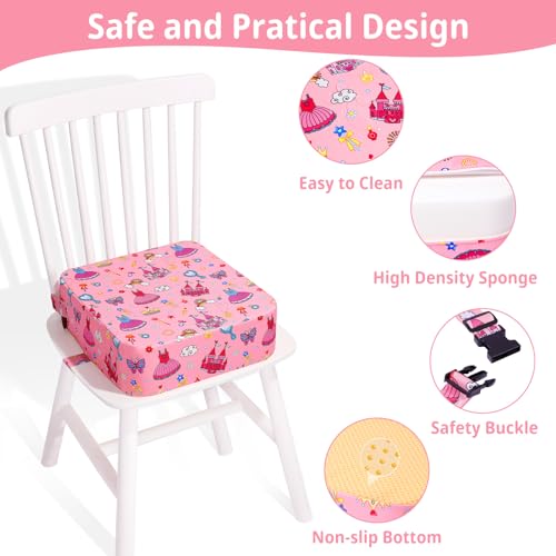 Image of Toddler Booster Seat for Kitchen Chair, Non-Slip Kids Dining Table Booster Seat with Adjustable Safer Straps, Portable Baby Eating Travel Camping Increasing Cushion