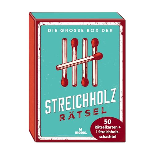 Moses. Die große Box der Streichholzrätsel, 50 knifflige Knobelspiele mit Streichhölzern, Denkspiel & Logikrätsel in hochwertiger Geschenkbox für Erwachsene & Jugendliche, Yellow