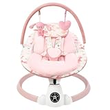 Baby Swing for Infants with 5 Swing Speeds, Portable Electric Baby Swing with Bluetooth, Remote Control & Touch Panel, 5-Point Harness, Indoor & Outdoor Use, Pink