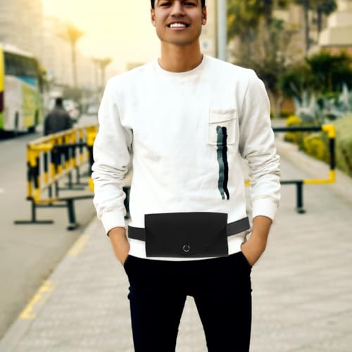 Leather Belt Bag Envelope Phone Bag Women Waist Pack Belt Phone Purse Black3