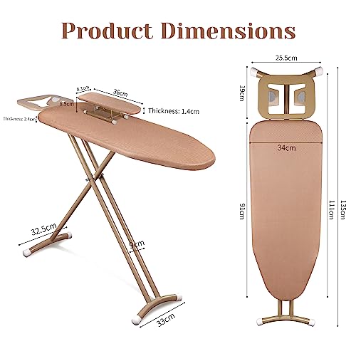 Foldable Ironing Board Extra Wide 44"*15", Luxury Heavy Duty Iron Board, Height Adjustable, Heat & Scorch Resistant Fabric, Luxurious Design With Patent Technology, 3 Premium Steel Legs, Upgrade #TOP1