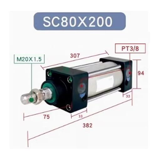 Vérin pneumatique SC80X200 double effet pour système automatique