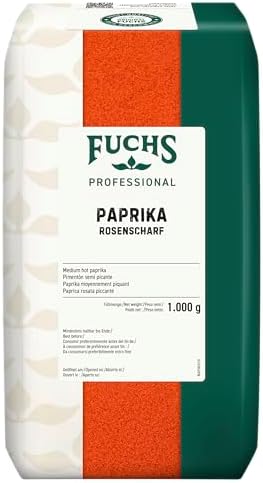 Fuchs Professional - Paprika rosenscharf | 1 kg im großen Beutel | Scharfes Gewürz für Gulasch und Schaschlik | Für Großverbraucher und Gastronomie
