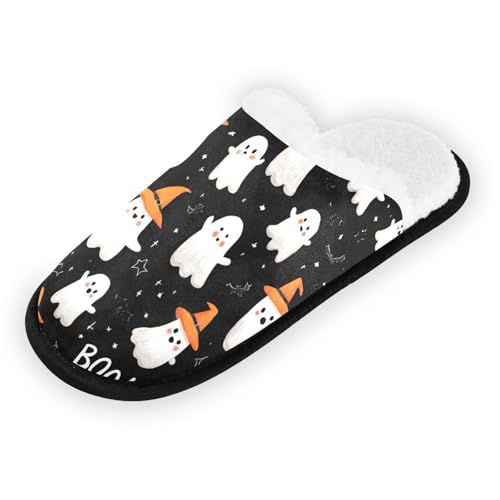 Ghosts Halloween Cute Orange Slippers For Women Men Soft Memory Foam Non-Slip Hallowmas Winter Indoor House Shoes Travel Slipper2