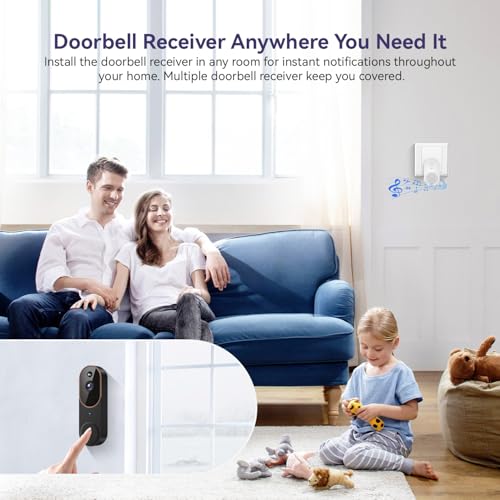 FineLuck Timbre de video WiFi inalámbrico con timbre, detección humana IA, conversación bidireccional, Wi-Fi 2.4G, almacenamiento en la nube, vigilancia interior y exterior, funciona con pilas - imagen 3