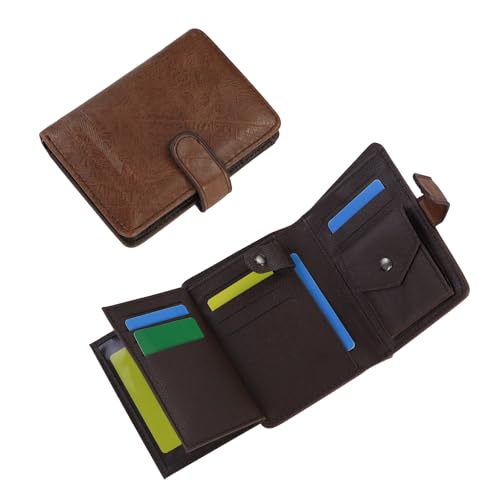 Men's Wallet, Large Capacity Leather Trifold Wallet for Men with 13 Card Slots, Credit Card Wallet with 3 ID Windows and Coin Pocket (Brown)