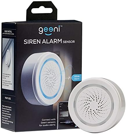 Geeni Wi-Fi Smart Wireless Siren Alarm Sensor, No Hub Required, White