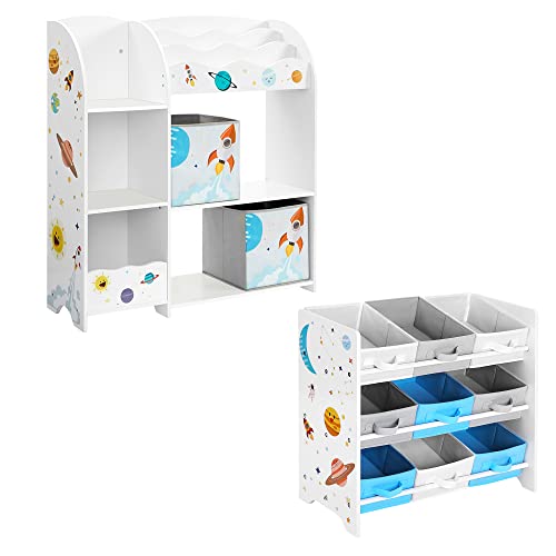 Contenitori Porta Giochi, Scatole Portaoggetti Impilabili e Pieghevoli, con Maniglie e Coperchio Magnetico, Azzurro | Leroy Merlin