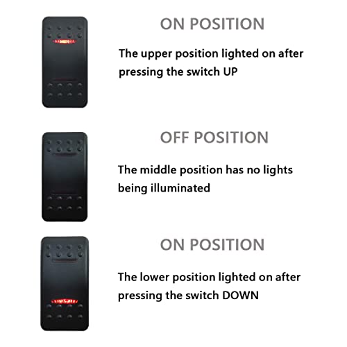 Image of Marine Boat Button Momentary Rocker Switch 7P (ON)-Off-(ON) DPDT Dual RED Led Light Bar Switch with Jumper Wire Set 12V 24V for Car Vehicle Tractor UTV SUV