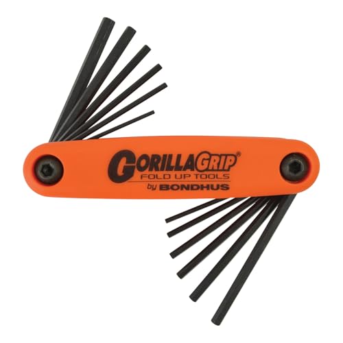 Image of Bondhus 12550 GorillaGrip Set of 12 Hex Fold-up Keys, sizes 5 /64-5 /32-Inch & 1.5-5mm