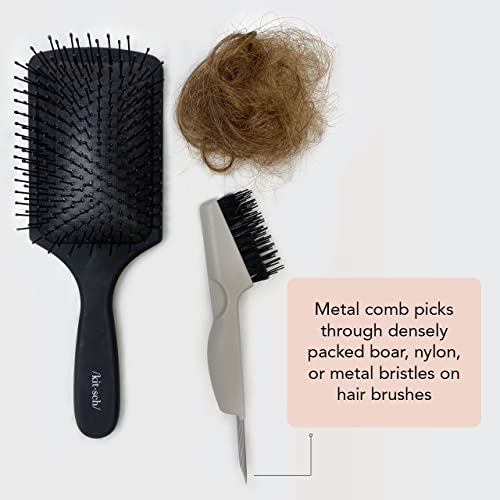 Kitsch Double Sided Hair Brush Cleaner Tool - 2-In-1 Comb Cleaner | Eco-Friendly Hair Brush Rake | Double Edge Hair Remover Brush & Hairbrush Cleaner Solution For Hair Brush Maintenance #TOP3