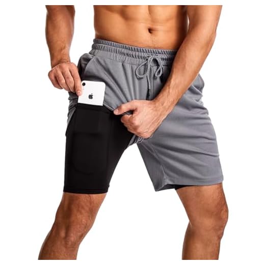 Short Masculino Academia 2 em 1 Bermuda Dry Fit Corrida Treino com Bolso Celular INSIDE SPORTS (BR, Alfa, XG, Regular, Regular, Grafite)