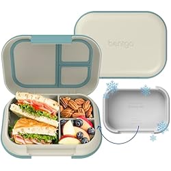 Bentgo Chill Max Leak-Proof XL Bento-Style 3 or 4 Compartment Lunch Box | Included Ice Pack Keeps Food Cold; 5-Cup Capacity for Adults & Ages 8+, BPA-Free, Dishwasher Safe (Bone & Glacier Blue)