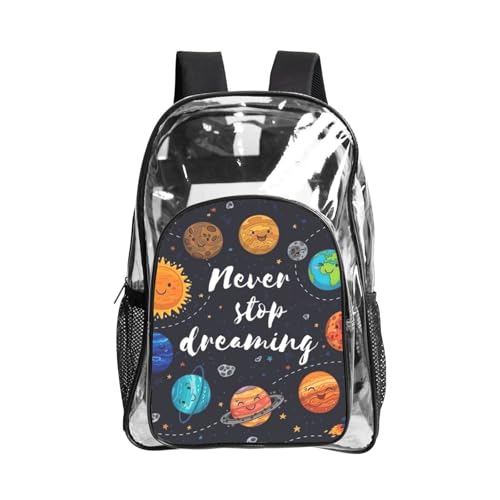 Sac à livres transparent Cute Planet pour voyage et sport extérieur